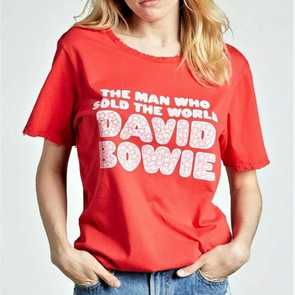 Recycled Karma vintage inspired David Bowie Red Graphic T-Shirt size small